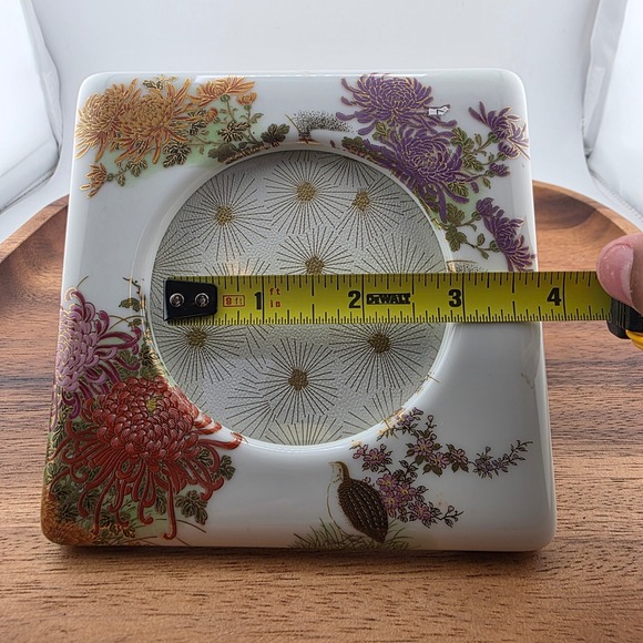 Floral‎ Ceramic Picture Frame Square Gold Accent Bird Photo Display Decor - Picture 1 of 5